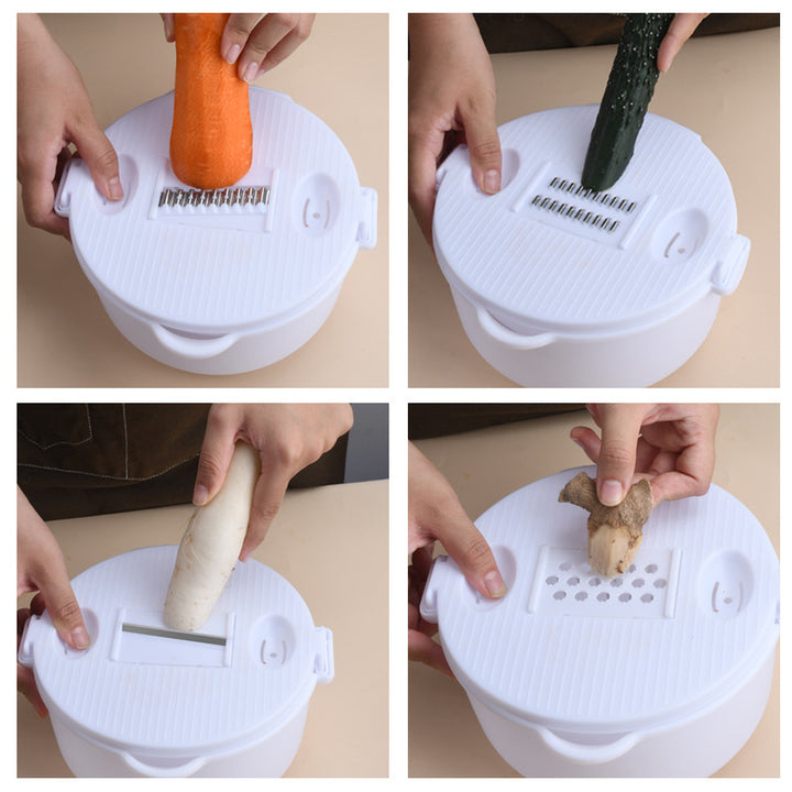 Multifunctional vegetable slicer with integrated cutting attachments Stornfield