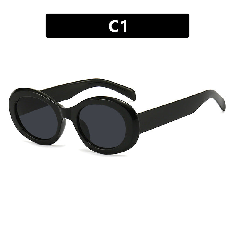 Women's fashionable sunglasses in original oval design with transparent frame and UV protection Stornfield