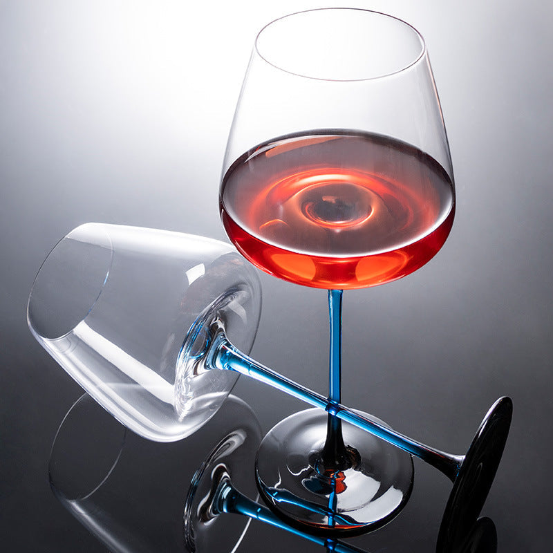 Crystal Glass Blue Stem Burgundy Wine Glass With Blue Mountain Wine Decanter Sets | Stornfield