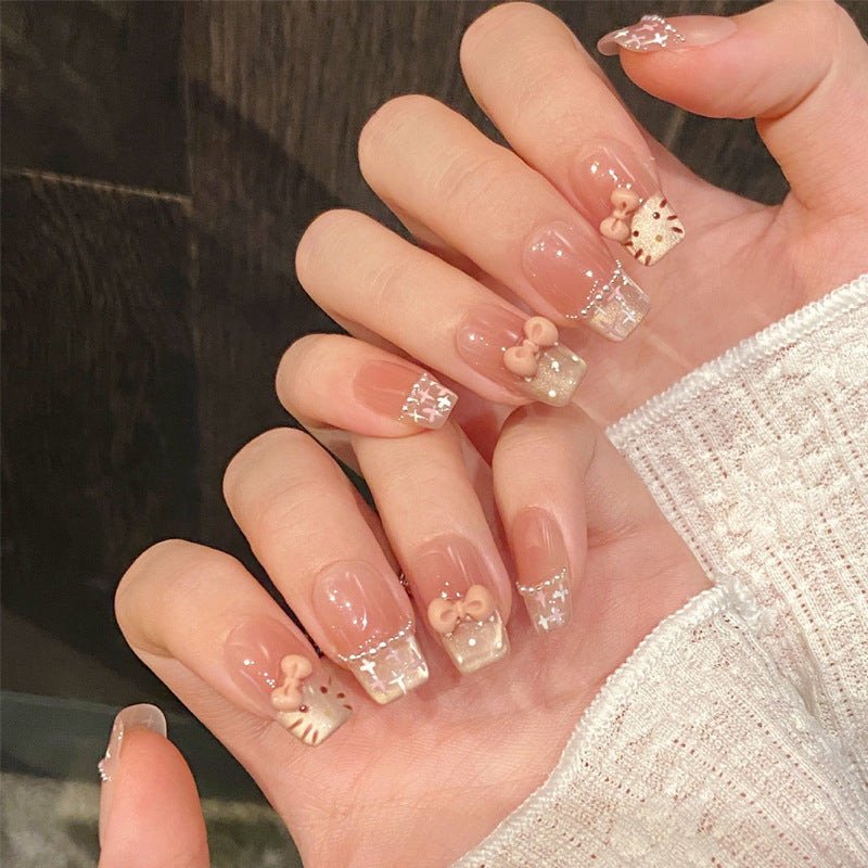Decorative Press-On Nail Set with Glitter and Rhinestone Accents Stornfield