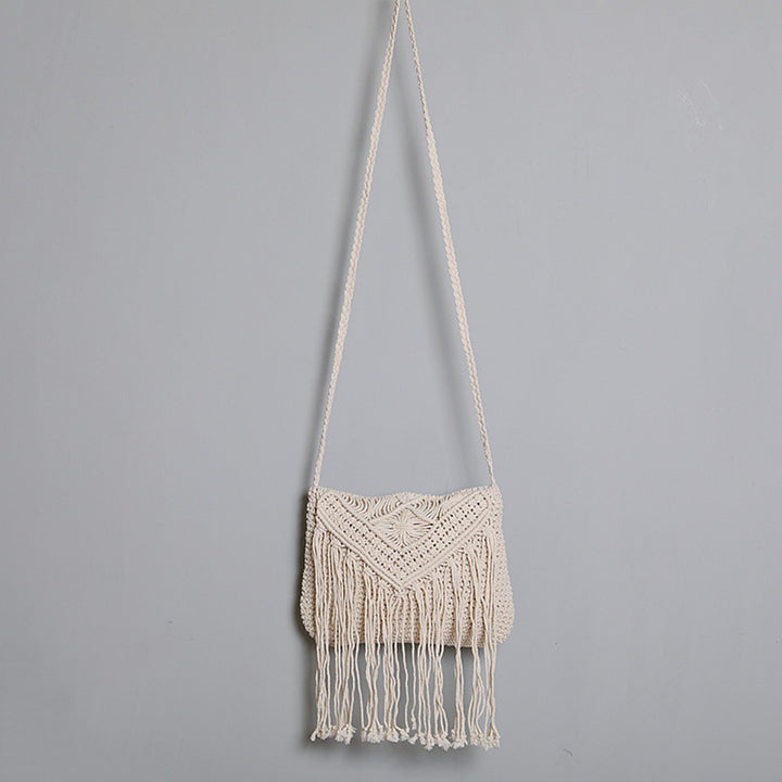 Macrame Crossbody Bag with Fringe Stornfield