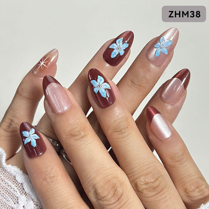 Elegant Floral Press-On Nail Set Stornfield
