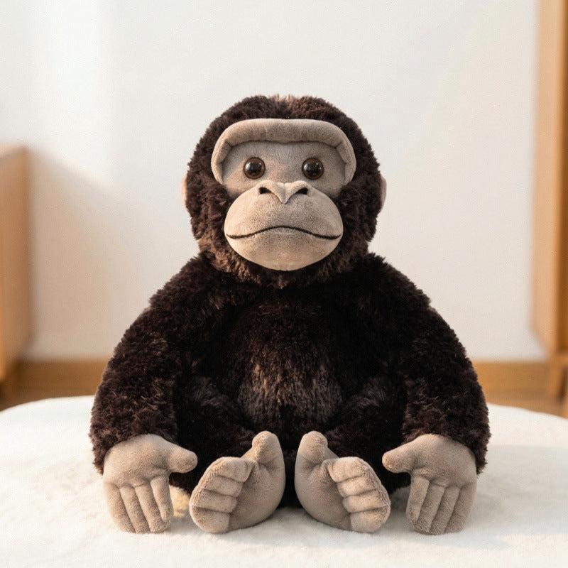 Plush Sitting Gorilla Toy with Long Faux Fur and Soft Bean-Fill Stornfield