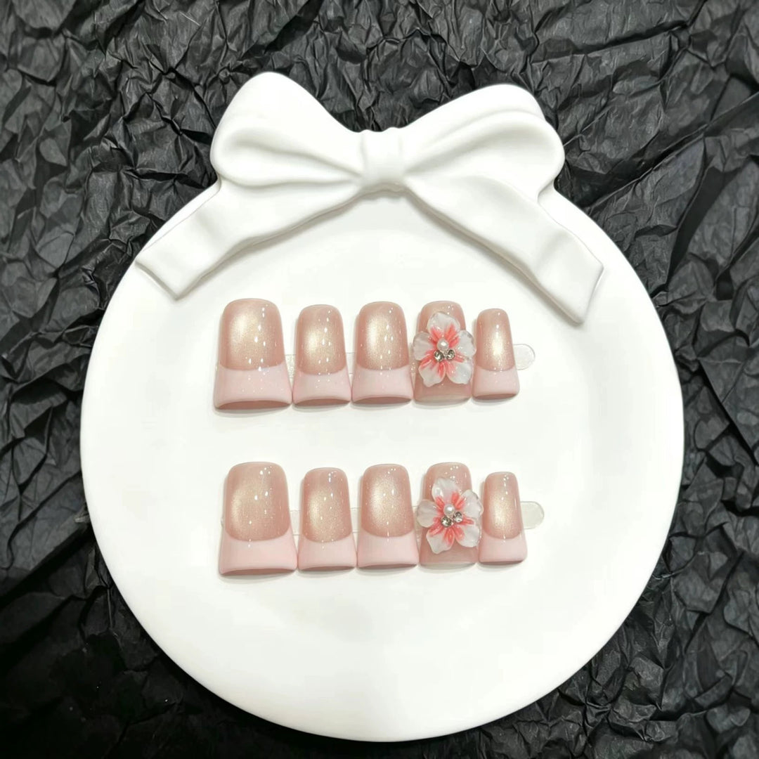 Decorative Floral Acrylic Press-On Nails