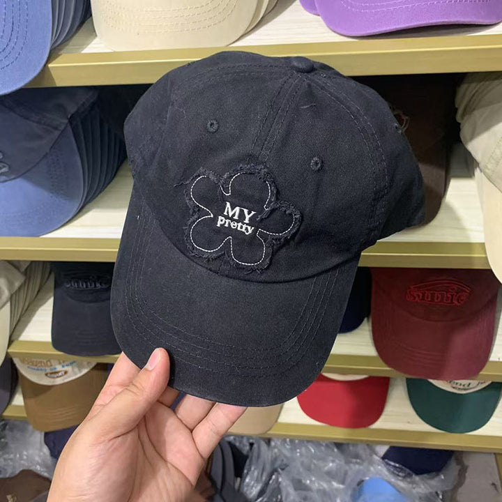 Women's Distressed Floral Embroidered Baseball Cap Stornfield
