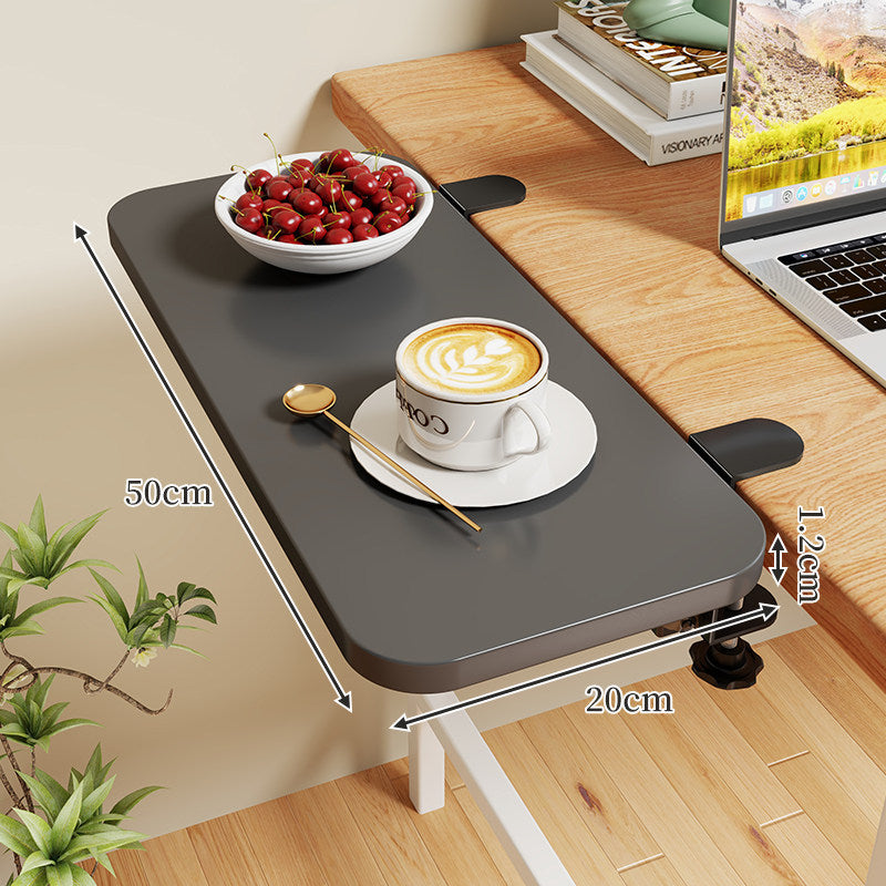Clamp-On Expandable Desk Side Table Shelf with Wide Smooth Surface and Slim Adjustable Clamp