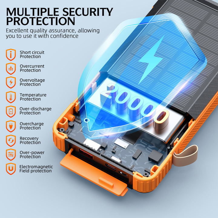 Solar Powerbank with Multifunctional LED Light and Integrated Charging Cable Stornfield