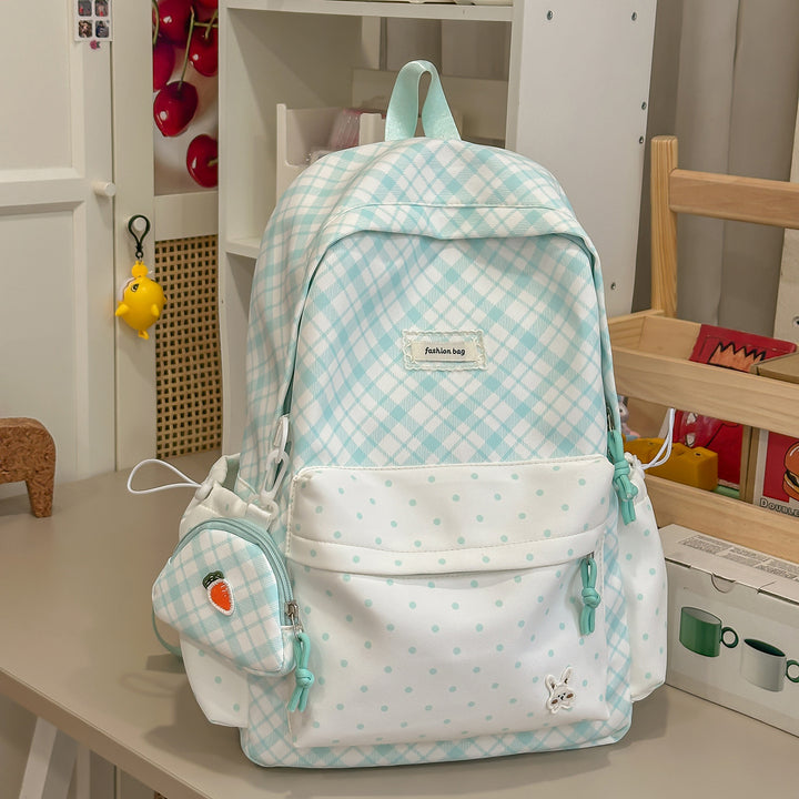 Stylish Plaid Backpack with Fun Decorative Accents Stornfield