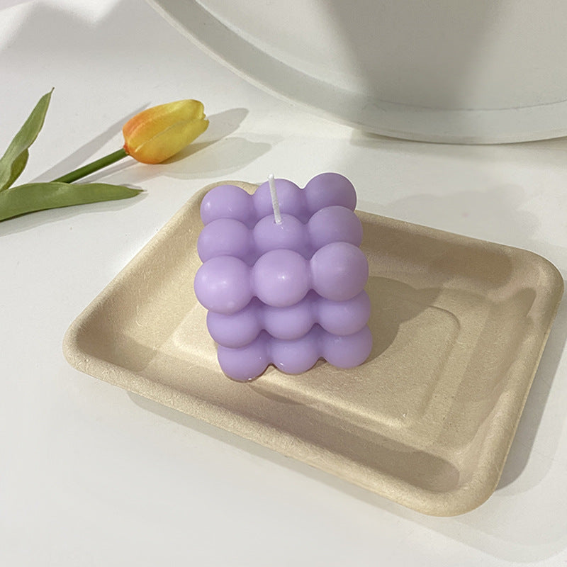 Bubble Cube Sculptural Decorative Soy Candle