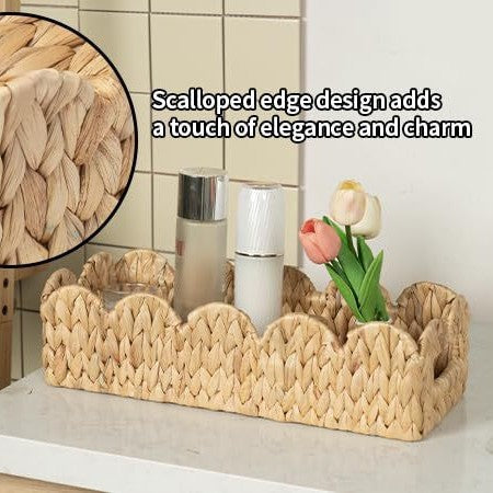 Decorative Scalloped Woven Storage Tray Stornfield