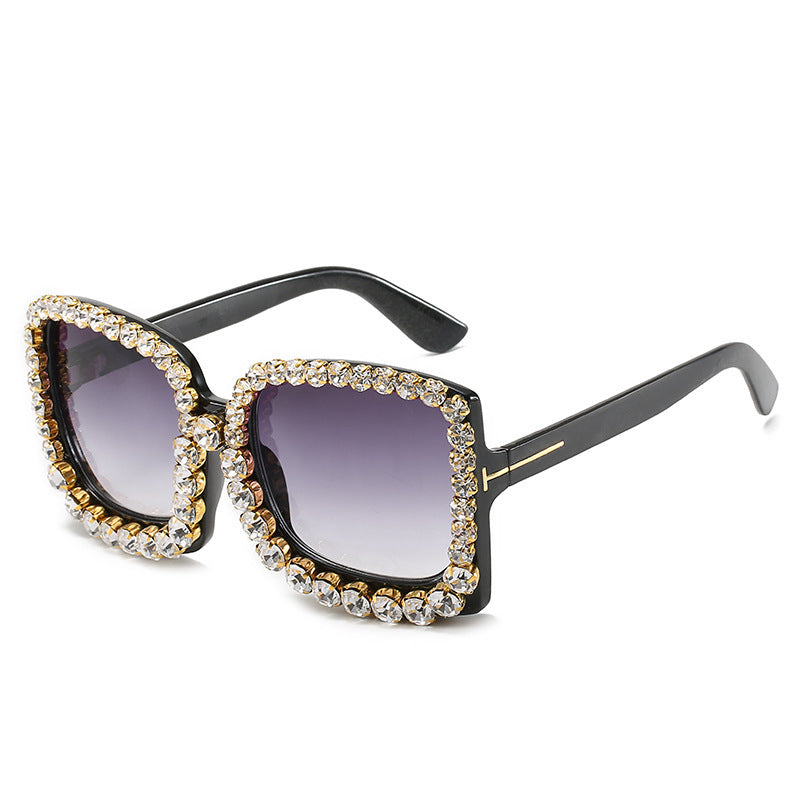 Glamorous Rhinestone-Embellished Oversized Sunglasses Stornfield
