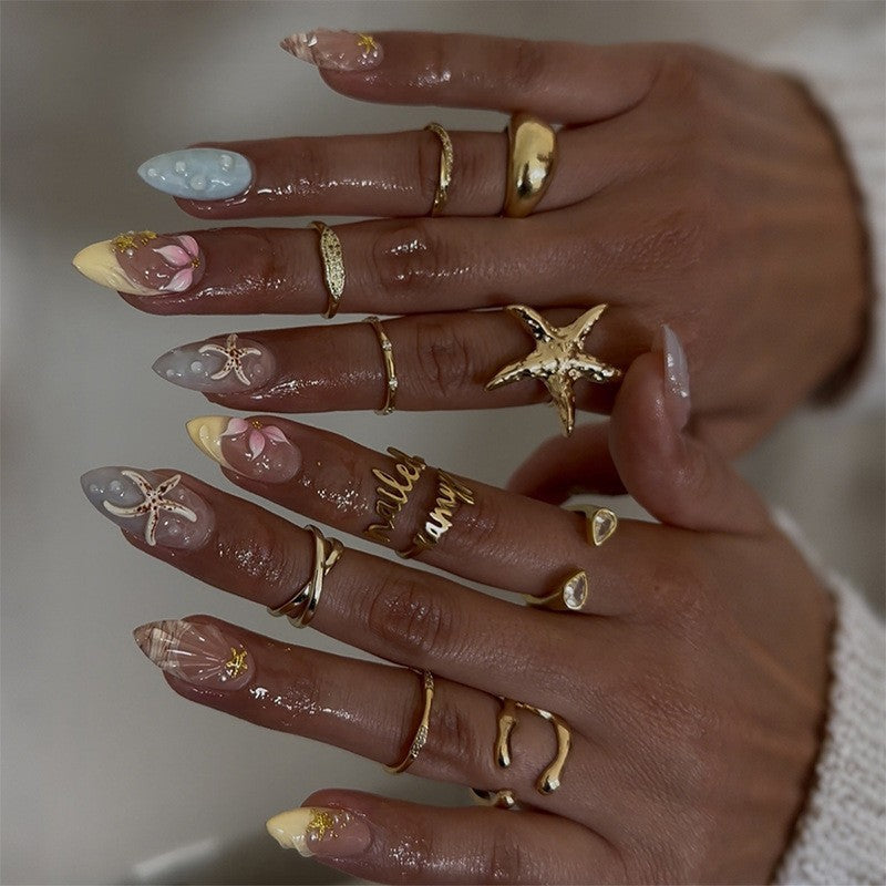Artistic Underwater-Inspired Press-On Nail Art Stornfield