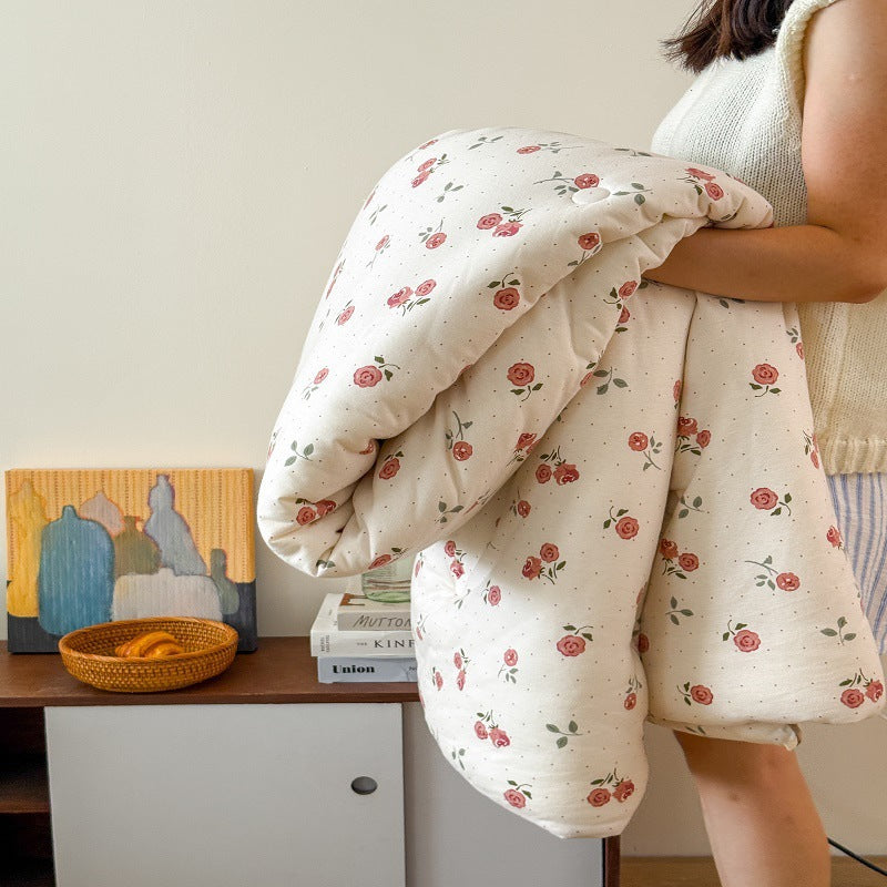 Plush Quilted Cat-Print Comforter Duvet for Bed and Couch