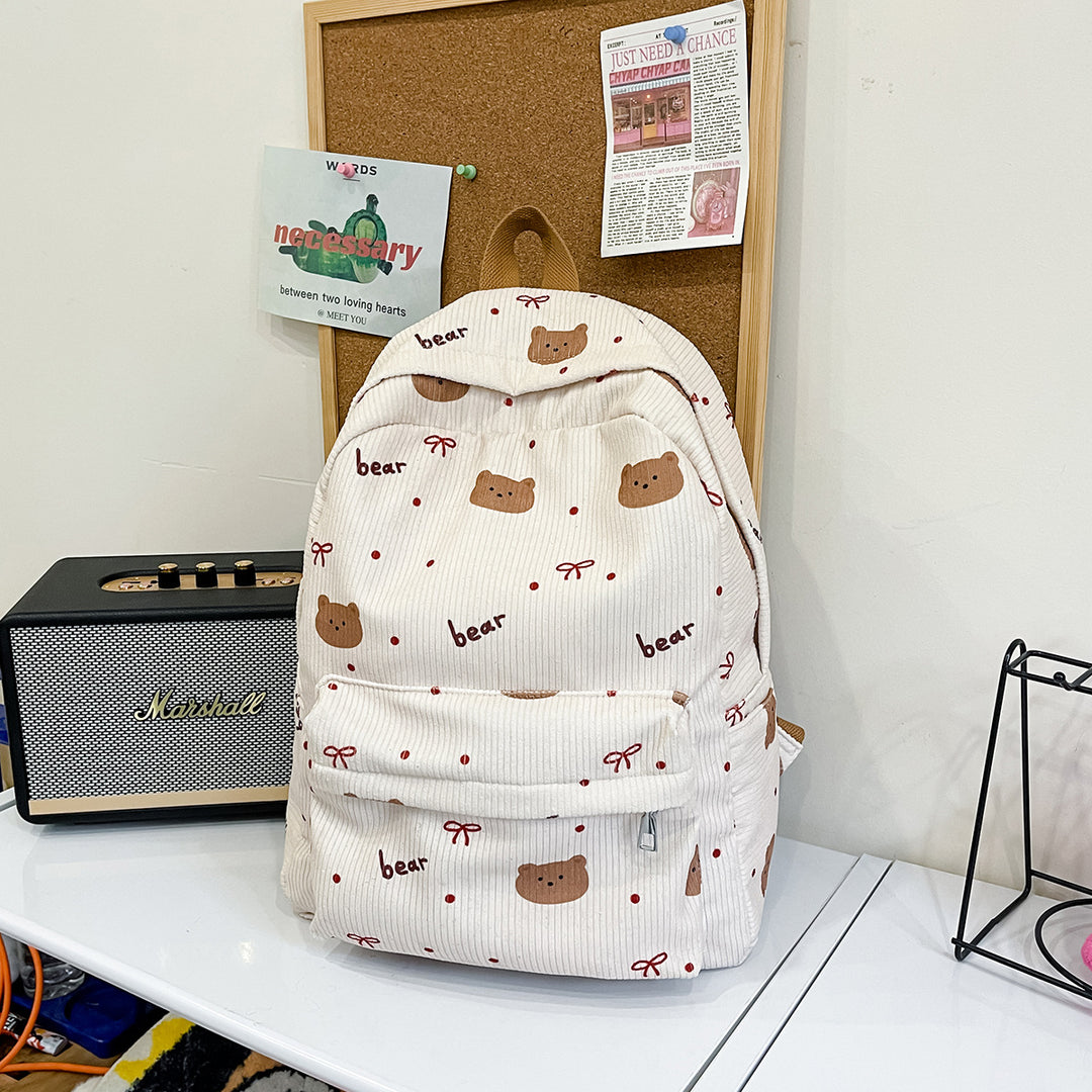 Backpack with Playful Bear Design and Practical Compartments Stornfield