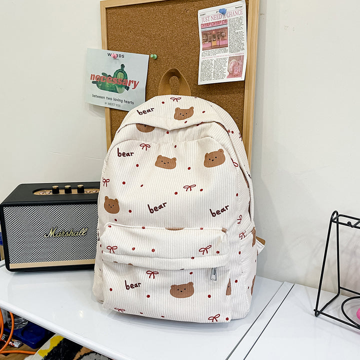 Backpack with Playful Bear Design and Practical Compartments Stornfield