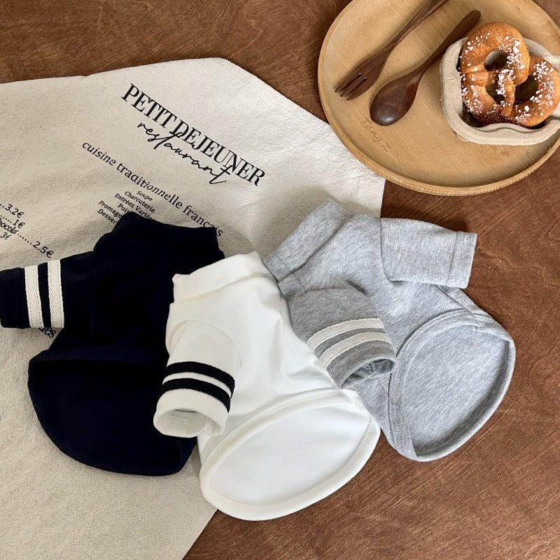 Cotton Polo Tee with Chest Pocket & Striped Sleeve