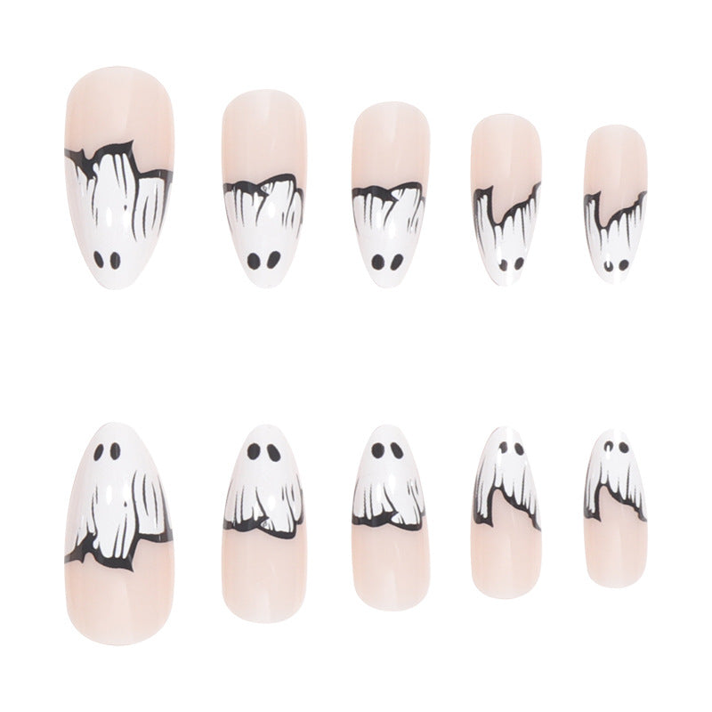 Ghost-Themed Press-On Nail Art Stornfield