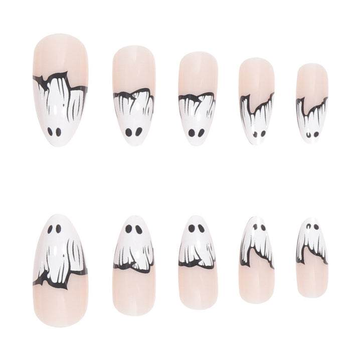 Ghost-Themed Press-On Nail Art Stornfield