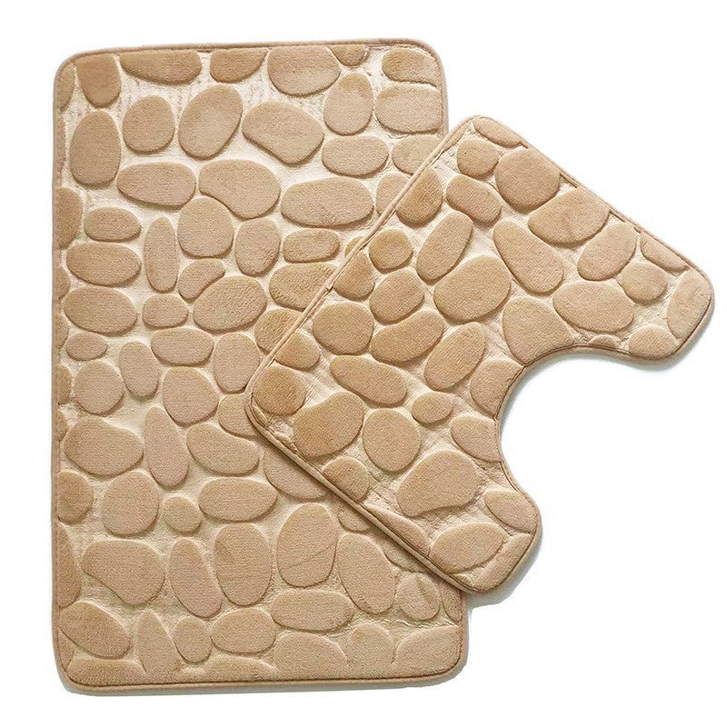Textured Stone Pattern Bath Mat Set Stornfield