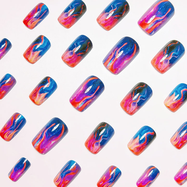 Creative Gel Nails with Luminous Wave Pattern Stornfield