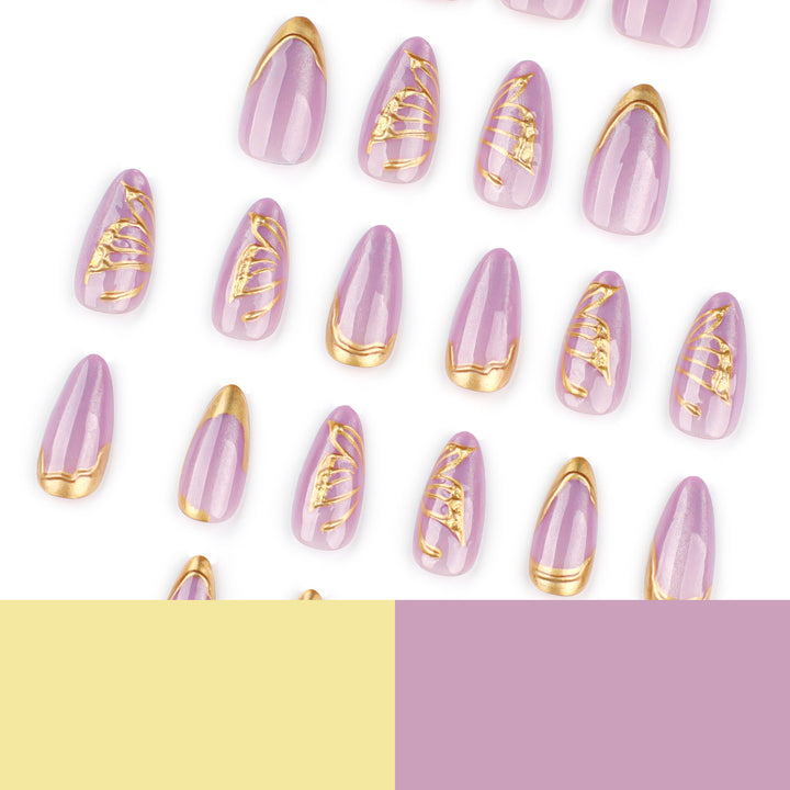 Artful Nail Extensions with Golden Accents Stornfield