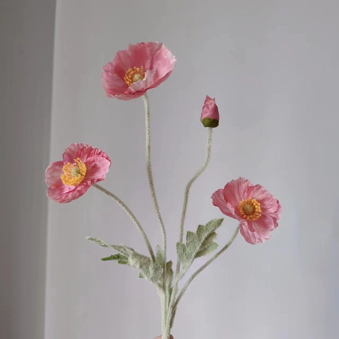 Lifelike Silk Poppy Flower Stem