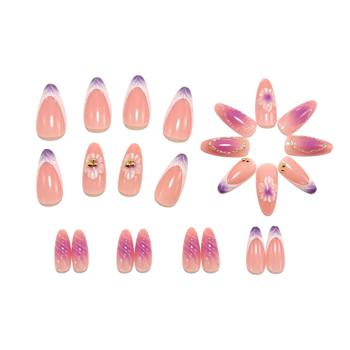 Artificial nails with luxurious 3D flower and glitter design Stornfield