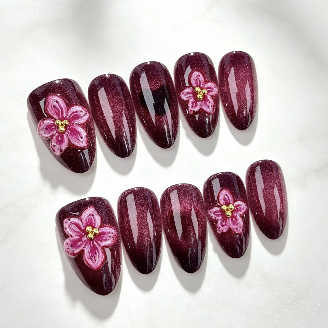 Floral Press-On Nail Set