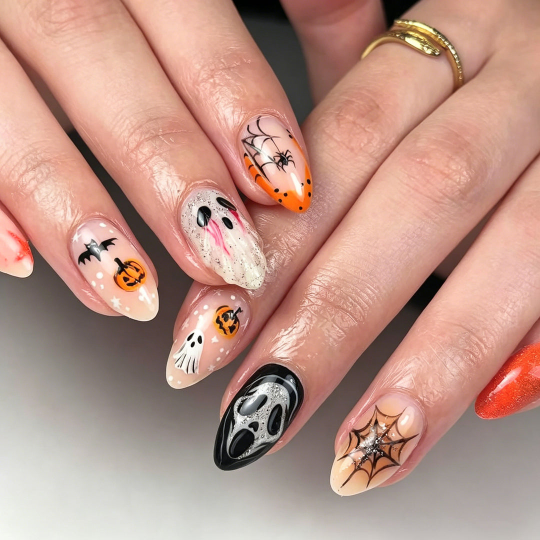 Halloween-Themed Sculpted Press-On Nail Art Set