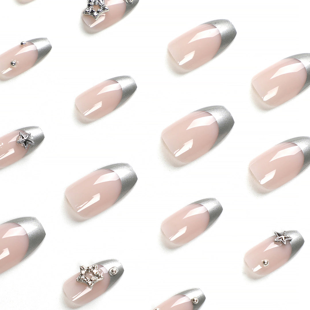 Glamorous acrylic nails with sparkling star design Stornfield