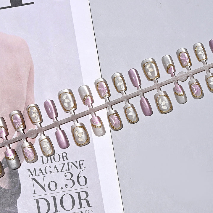 Decorative Press-On Nail Set with Floral Accents Stornfield