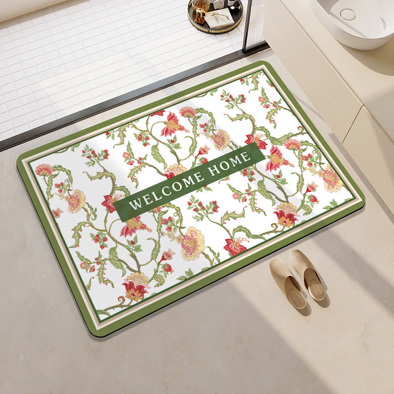 Stylish Floral Patterned Comfort Bath Mat Stornfield