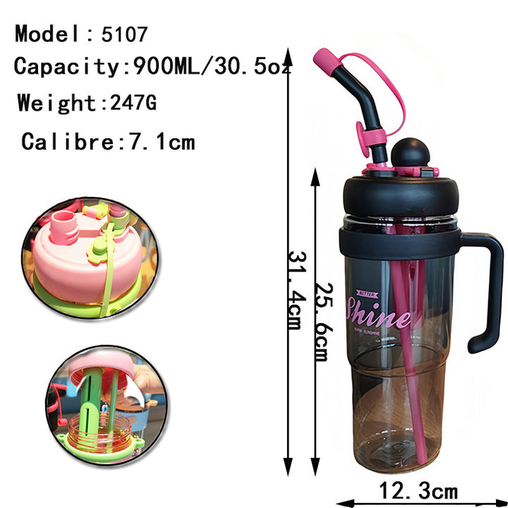Women's practical drinking bottle with integrated straw Stornfield