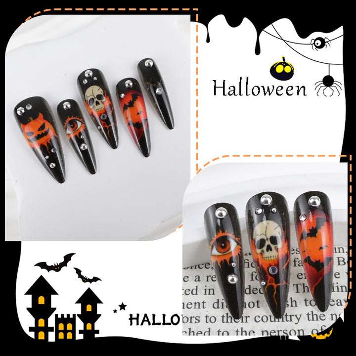 Halloween Artificial Nail Set with Creative Ghost and Pumpkin Designs Stornfield