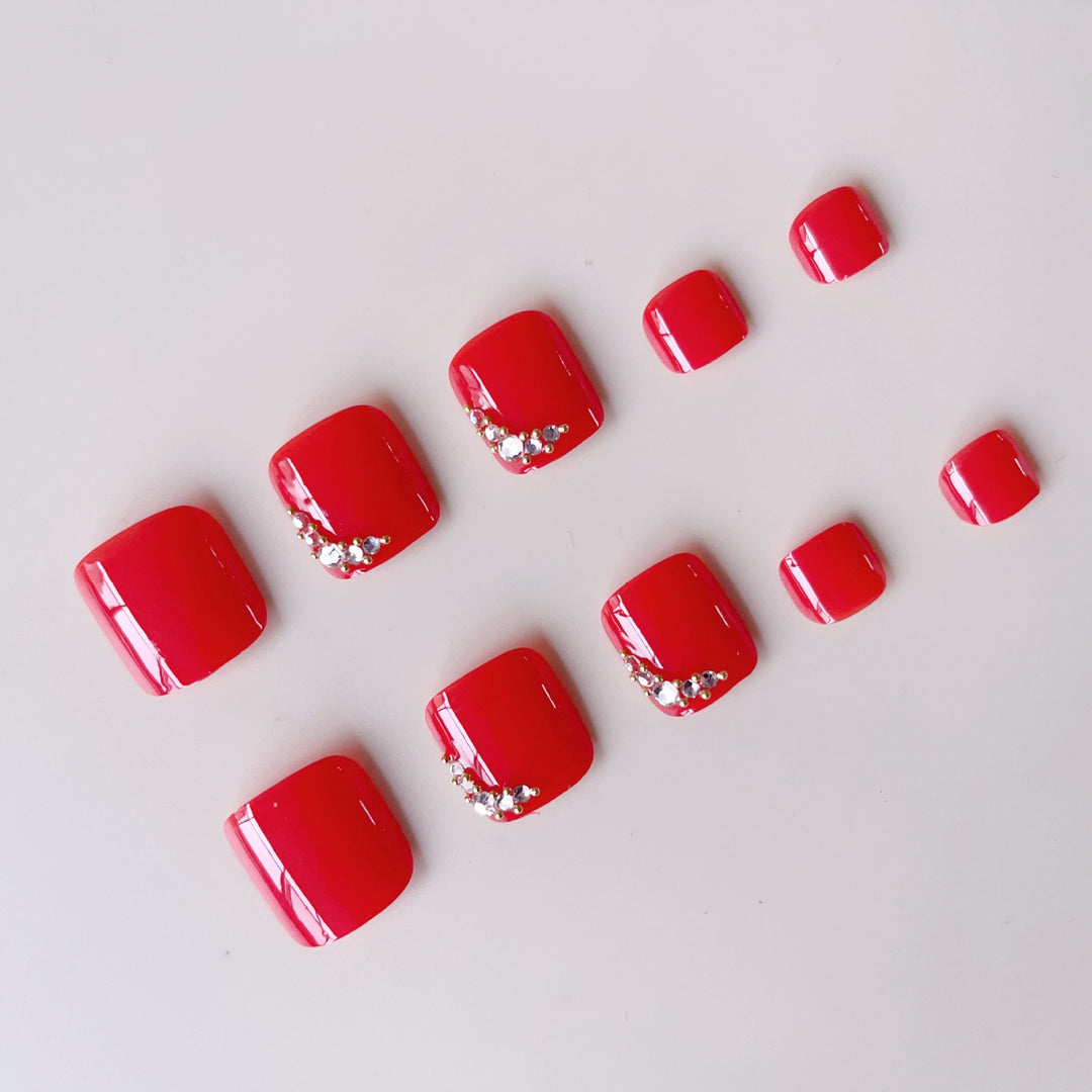 Acrylic nail set with elegant rhinestone details Stornfield