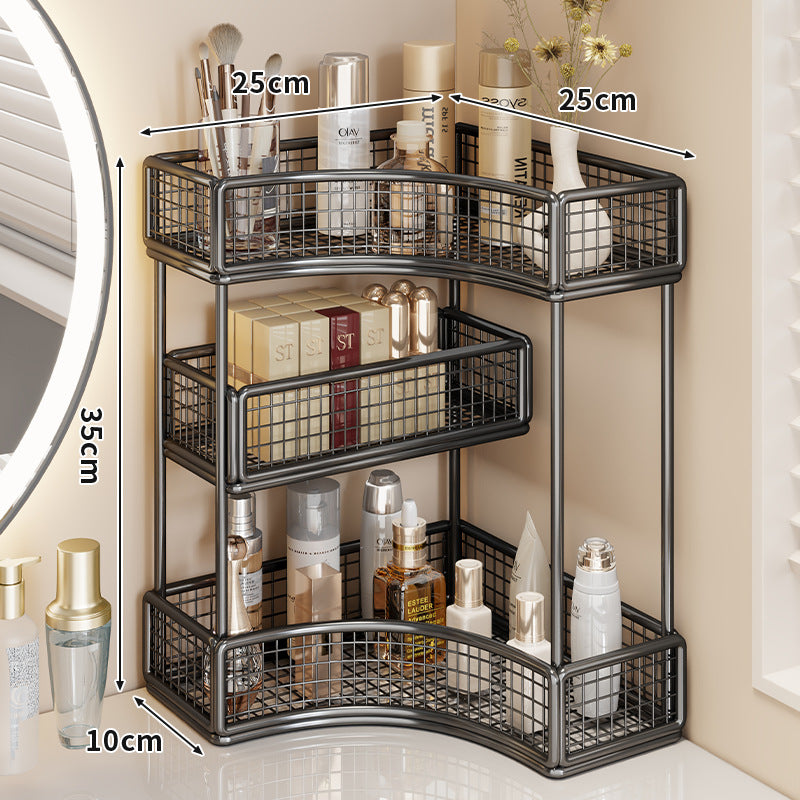 Three Tier Corner Mesh Metal Bathroom Shelf Organizer