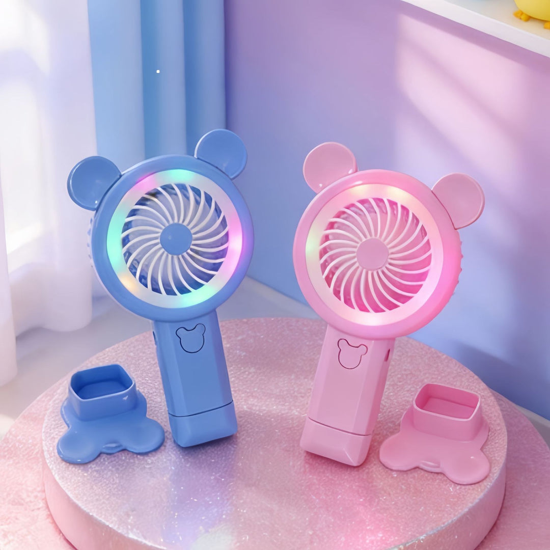 Women's Portable Hand Fan in Cheerful Bear Design Stornfield