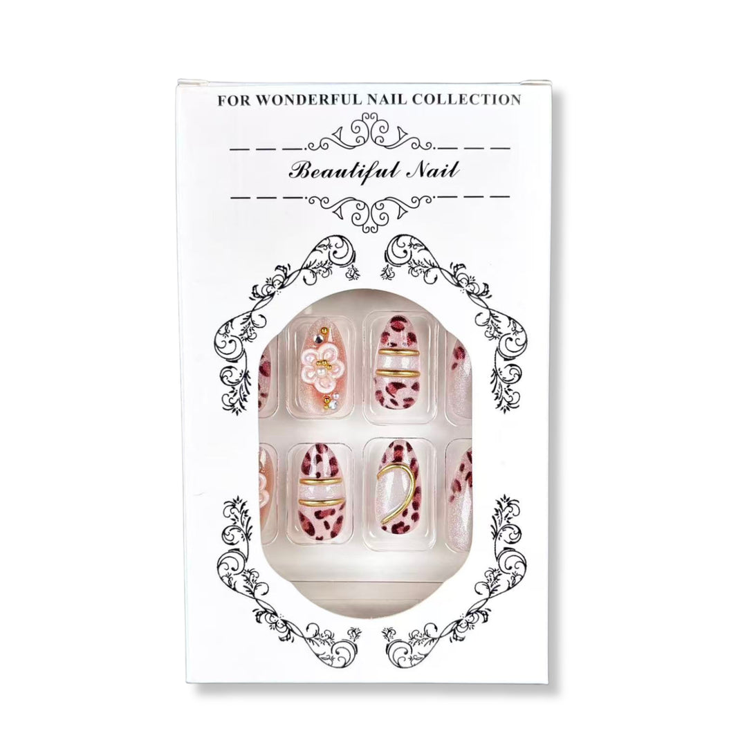 Decorative Press-On Nail Art Kit with Floral and Gem Accents
