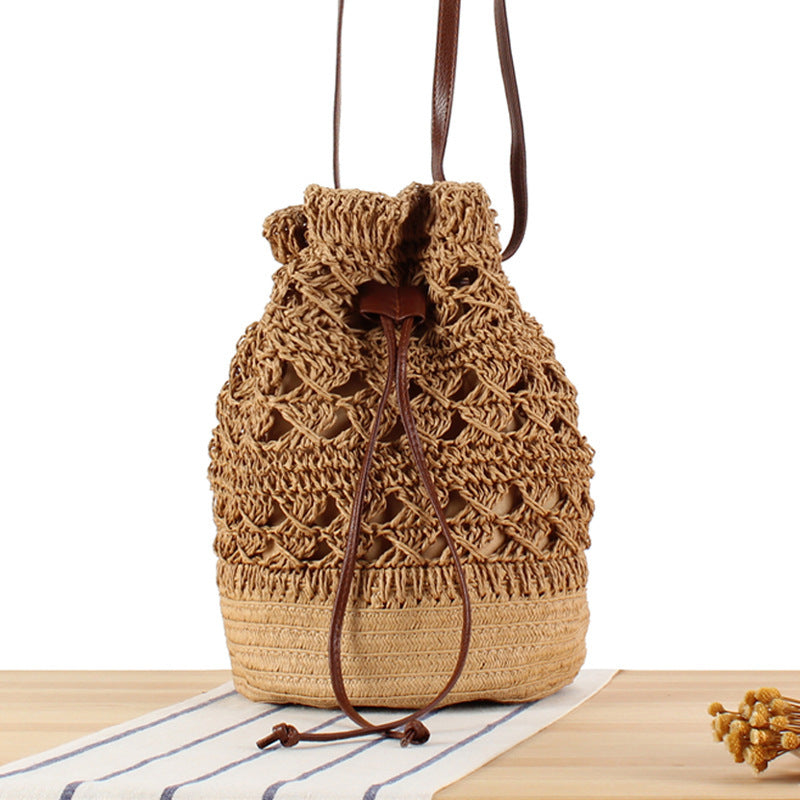 Designer Backpack Made of Natural Weave with Leather Accents Stornfield