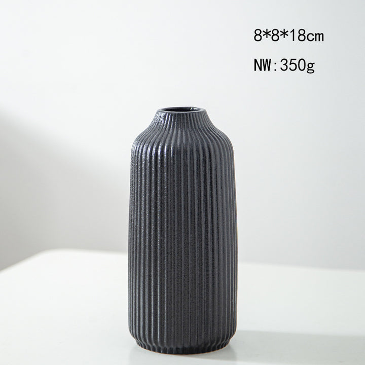 Elegant Ribbed Ceramic Decorative Vase Stornfeild