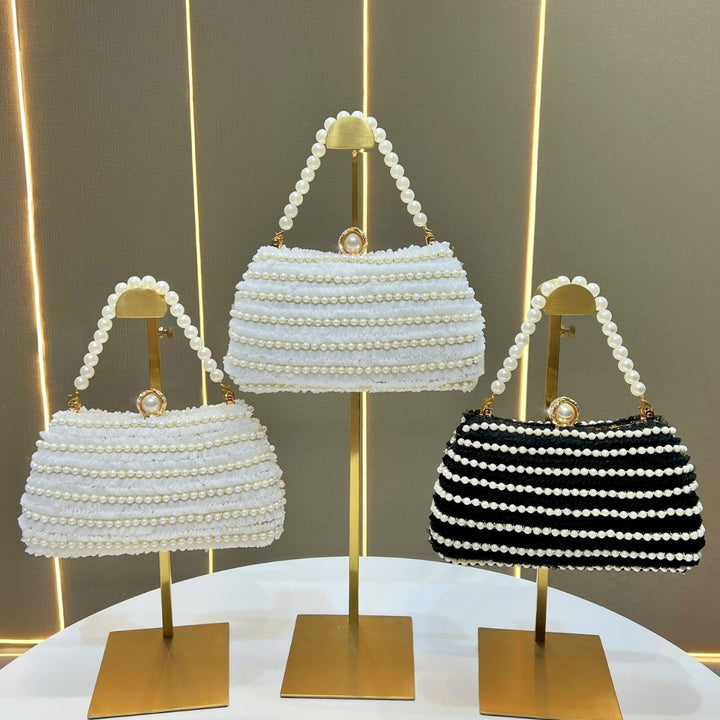 Elegant Pearl-Embellished Handbag