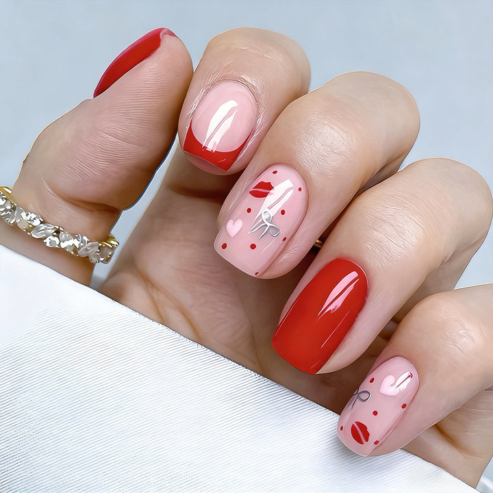 Decorative Love-Themed Press-On Nails Stornfield