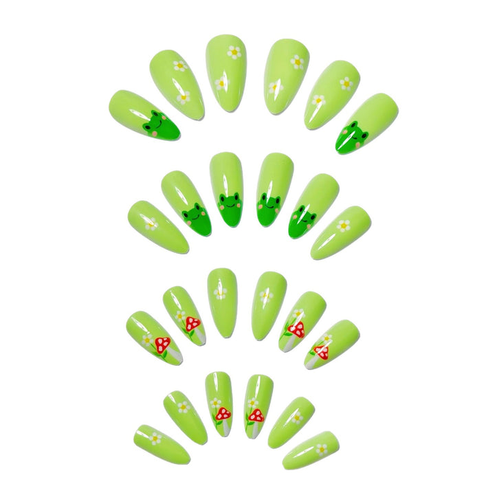 Artificial nails with cute frog and flower design Stornfield