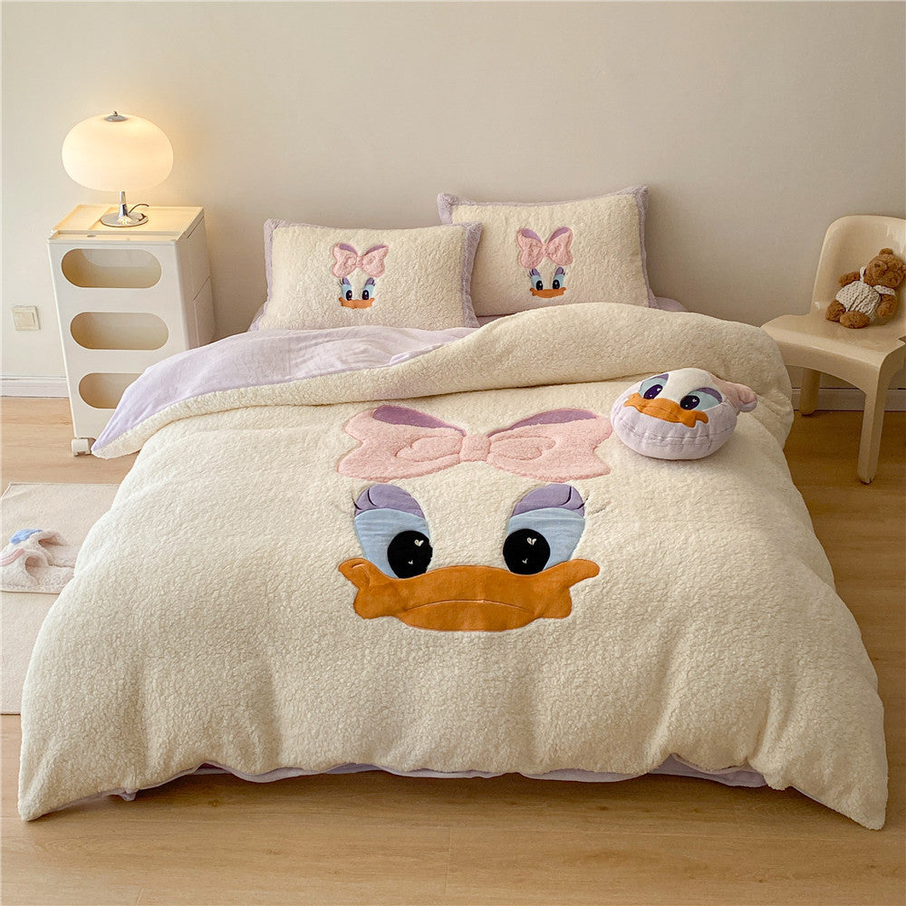 Plush Cartoon Monster Duvet Cover Set