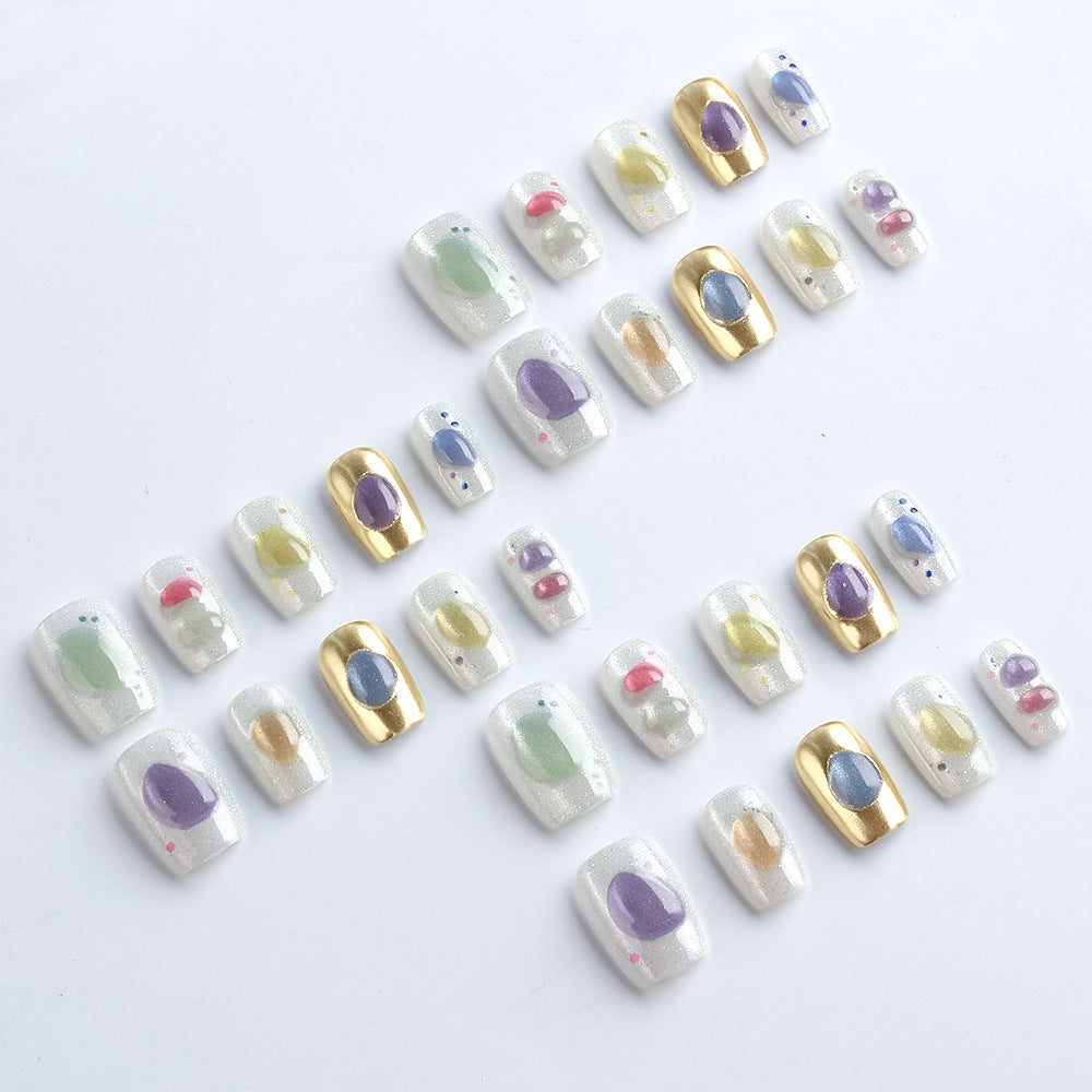 Artistic Stone-Inspired Press-On Nails Stornfield