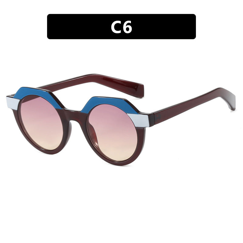 Ladies extravagant round sunglasses with colored accented frame Stornfield