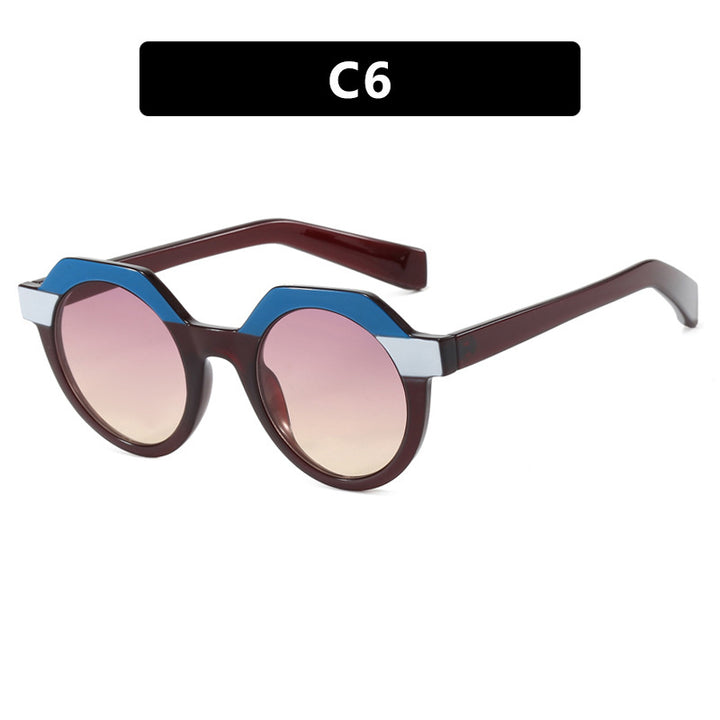 Ladies extravagant round sunglasses with colored accented frame Stornfield