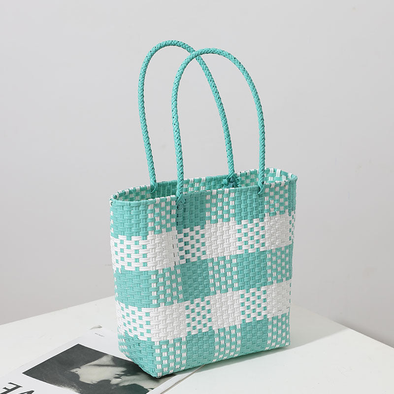 Handmade basket bag in modern check pattern Stornfield