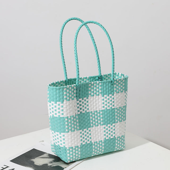 Handmade basket bag in modern check pattern Stornfield