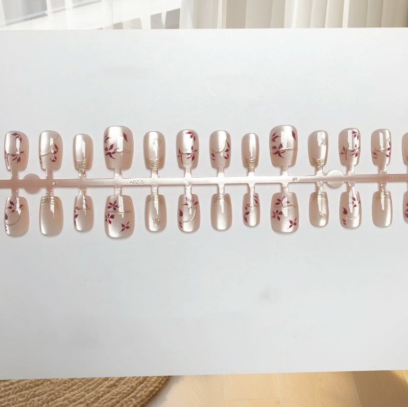 Artistic Floral Press-On Nails Set Stornfield